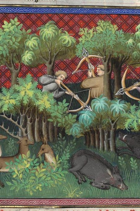 site-Histoire et archéologie de la frêt- Le Livre de chasse, Gaston Phebus, XIVe © BNF